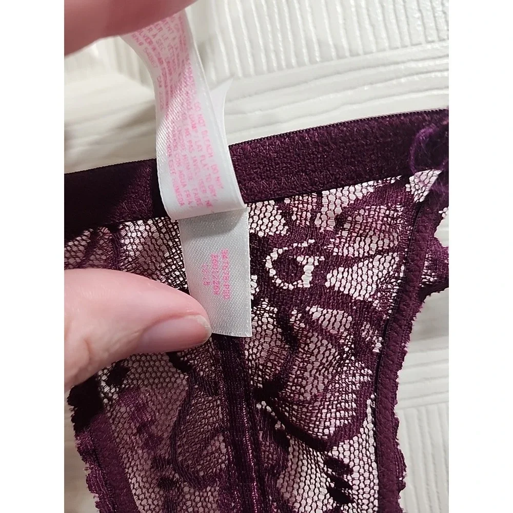 Victoria's‎ Secret PINK Push-up Pigeonnant Lace Underwire Bra Sz  S (D-DD) Wine